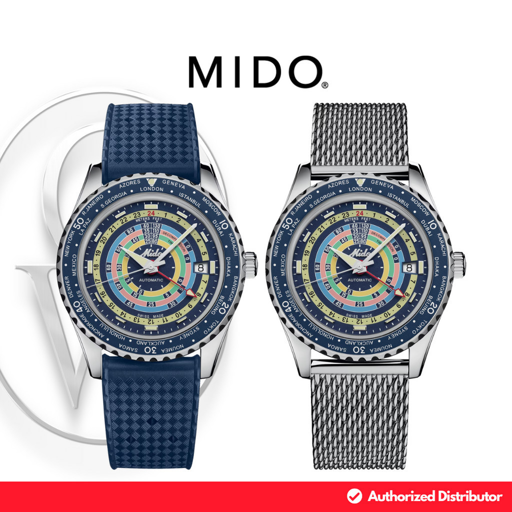 Jam Tangan Pria MIDO M0268291704100 Ocean Star Decompression Worldtimer with GMT