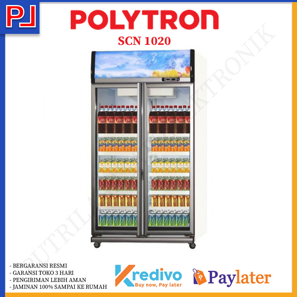 SHOWCASE 2 PINTU POLYTRON SCN-1020 KAPASITAS BESAR 1000 LITER BANDUNG, JAKARTA & JAWABARAT
