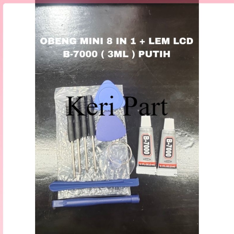 OBENG MINI 8 IN 1 + LEM LCD B-7000 ( 3ML ) PUTIH ORIGINAL