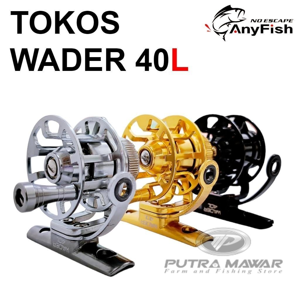 Tokos Anyfish Wader 40L Reel Kerekan Senar Pancing Handle Kiri Ukelan Buat Joran Tegek Mini Bahan Da