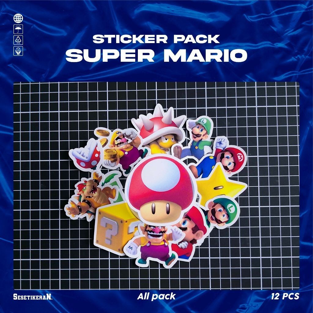 

COD✨ Sesetikeran Stiker Pack Kartun Game Super Mario Lucu Keren Untuk Koper Laptop Skateboard