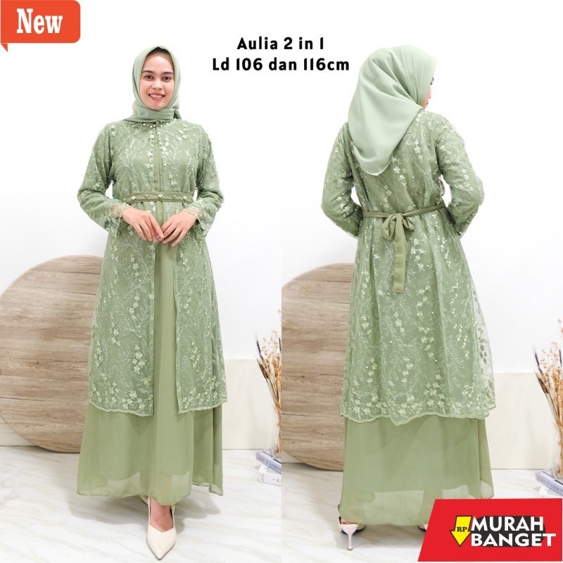 Gamis terbaru- BEST SELLER - AULIA DRESS MAXY EKSKLUSIF 2 IN 1//GAMIS WANITA VELVET PLUS OUTER ROMPI
