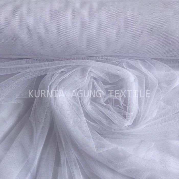PROMO-Cuci Gudang Kain Tile /Tulle/Tila Polos BAHAN ROK,DRESS,GAUN,KEBAYA perROLL MURAHH - Putih