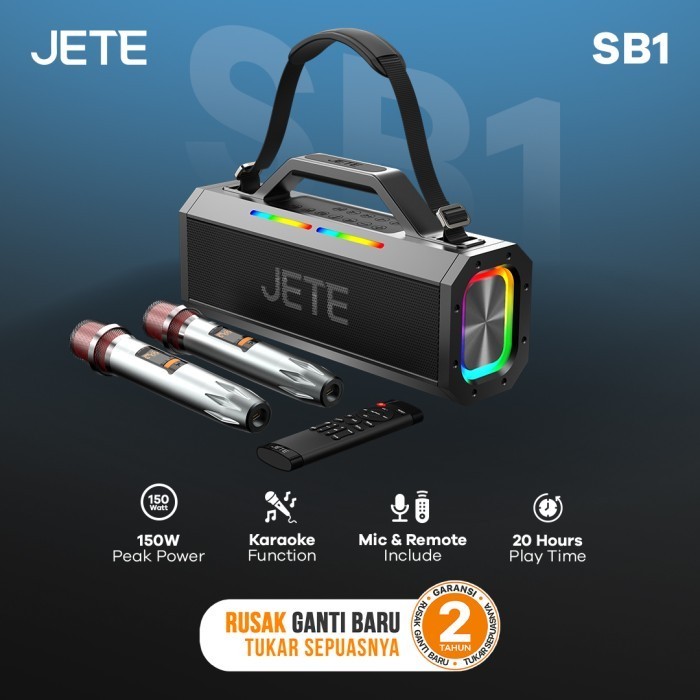 JETE SB1 Speaker Bluetooth Karaoke 150W with Wireless Mic RGB