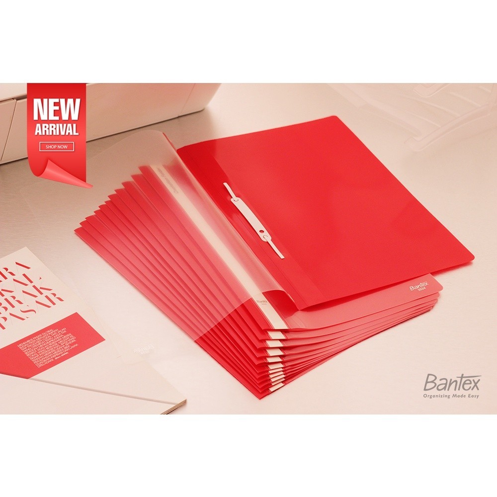 

[Stationery Spectrum] 12 pcs Business File Folio Map Plastik Snel Hecter Map Bisnis Bantex Trendy Quotation Folder Red 3224 09