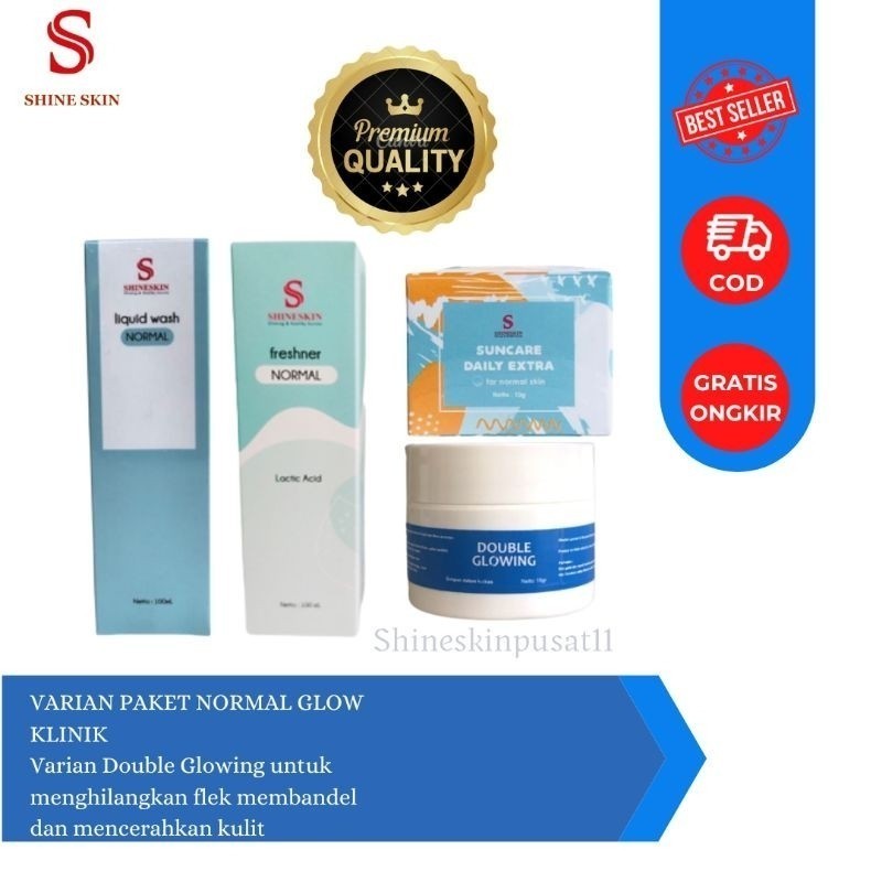 SHINESKIN PAKET NORMAL GLOW ORIGINAL VARIAN CREAM MALAM FARMASI KLINIK SS/FREE POUCH (Untuk kulit no