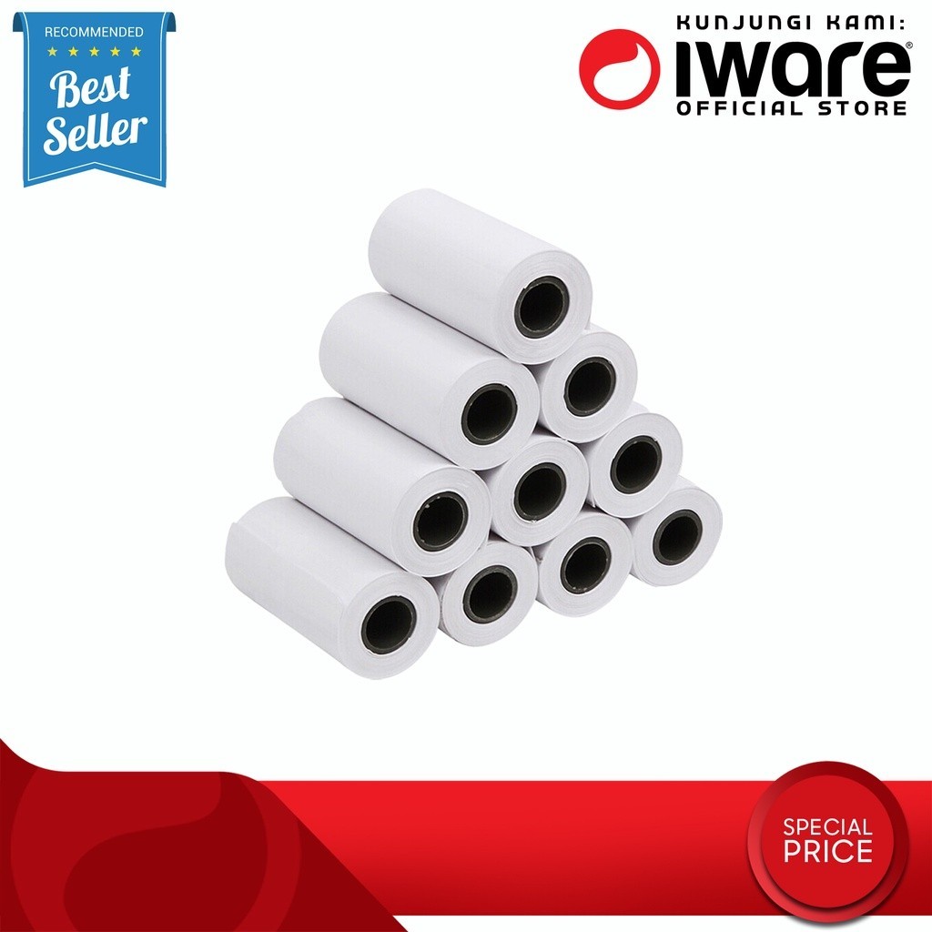 

KERTAS THERMAL IWARE 57mm x (30mm / 38mm / 48mm) KERTAS STRUK BLUETOOTH, PAPER ROLL THERMAL