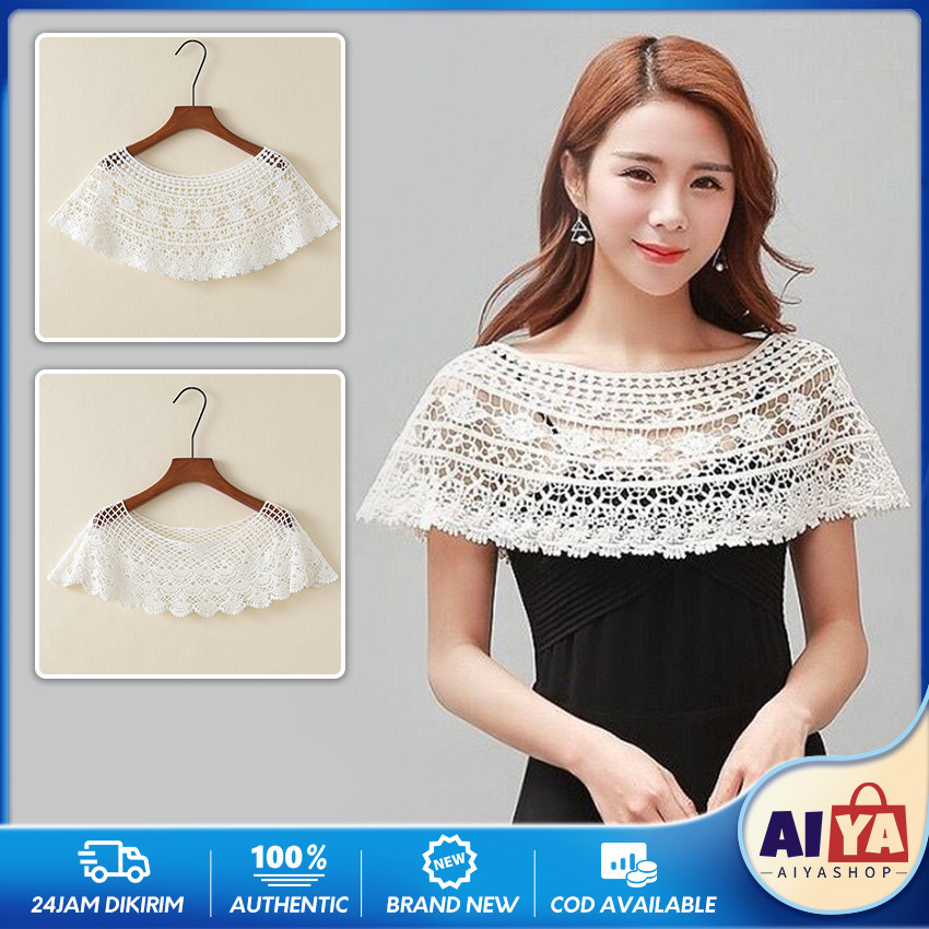 Kerah Baju Instan Wanita Kerah Palsu Lebar Bordir Fake Collar