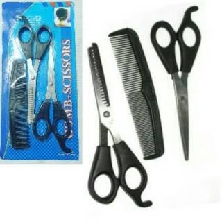 

MT✅ GUNTING RAMBUT PANGKAS SET 3 Pcs Gunting Sasak Sisir