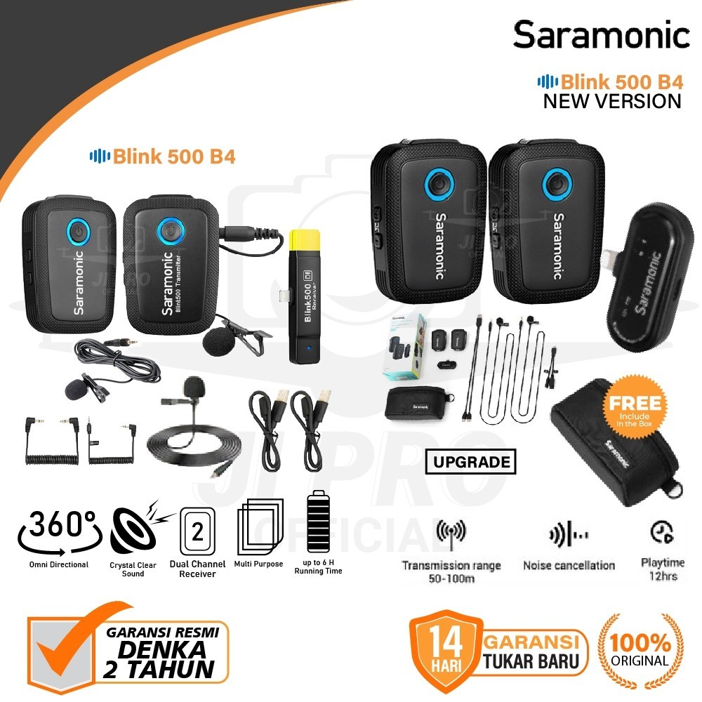 Bisa Cod Jh Rdm Termurah Saramonic Blink 500 B4 TX+TX+RXDi Wireless Mic for Iphone