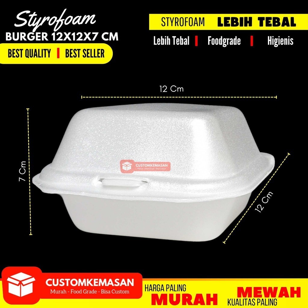 Styrofoam Burger / Styrofoam 12x12x7 Cm / Sterofoam Makanan / Styrofoam Box Makanan / Sterofoam Box 