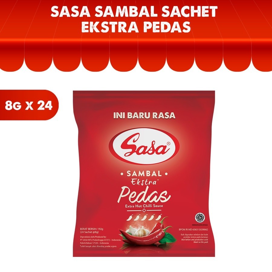 

✨ TOMOTOSTORE ✨ SASA Saus Sambal Extra Hot Sachet Renceng (Isi 24 Sachet)