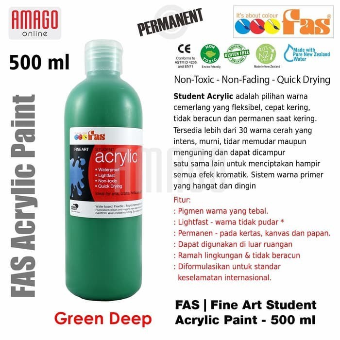 

Cat Akrilik Lukis FAS Student Acrylic Paint - 500 ml - Green Deep