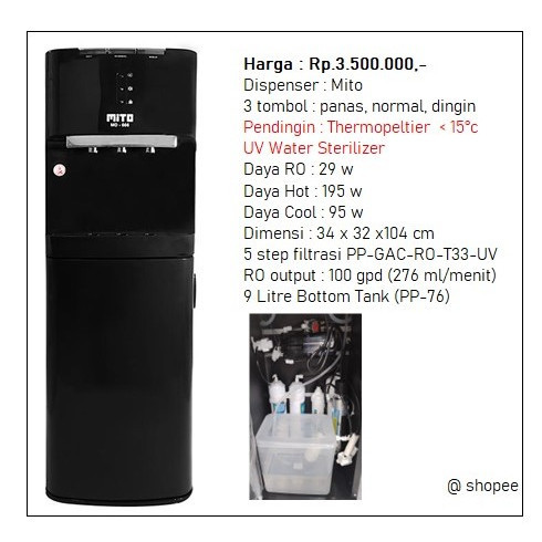Dispenser RO UV Reverse Osmosis Ultraviolet Filter Air GET.RO