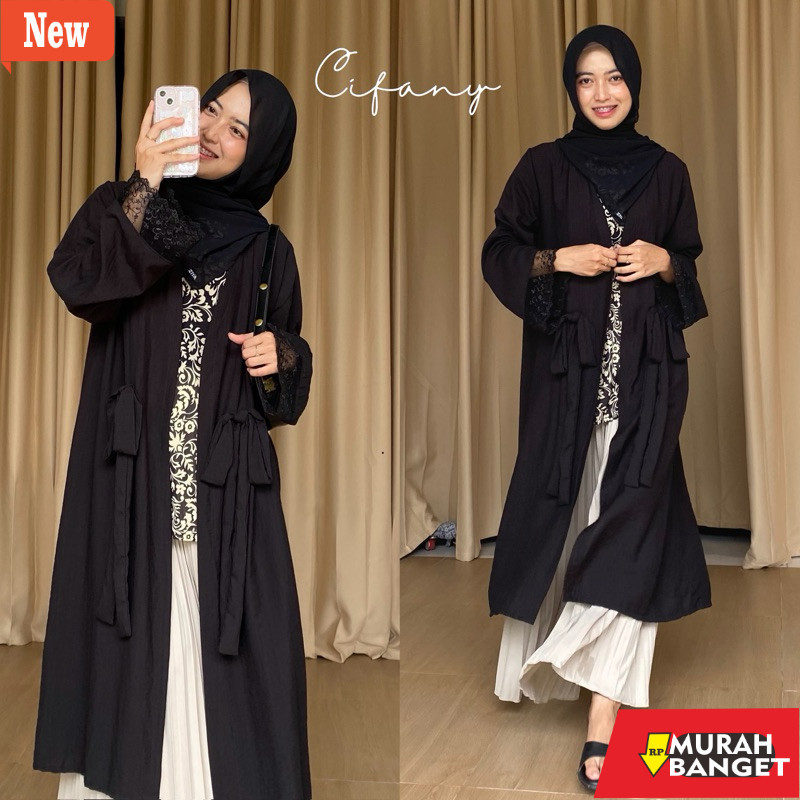 Abaya lebaran ala Turke- Adiba Abaya Outer - Abaya Coquette - Abaya Hitam - Abaya Turki - Baju Lebar