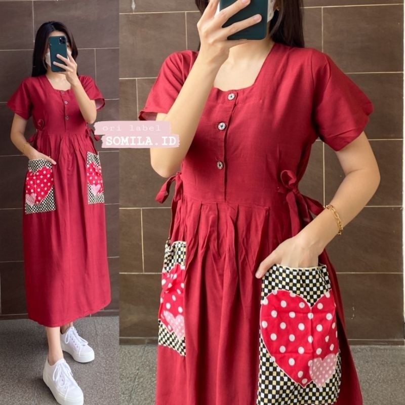 TERSEDIA JUMBO. GROSIR DASTER SOMILA.ID TERBARU BUSUI CHIBI SERUT LENGAN PENDEK BATIK APLIKASI FRAME