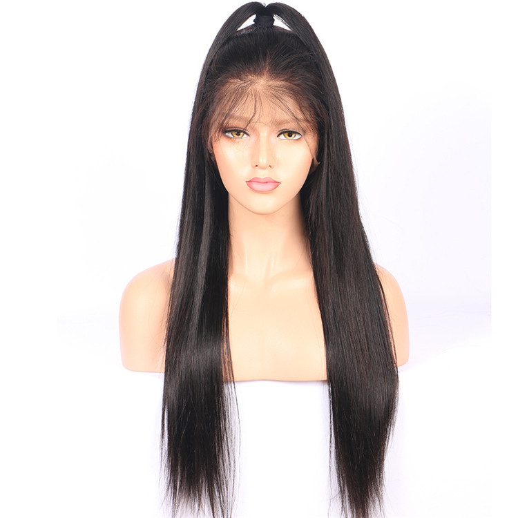 Wig Depan Renda Sintetis Hitam Lurus Panjang