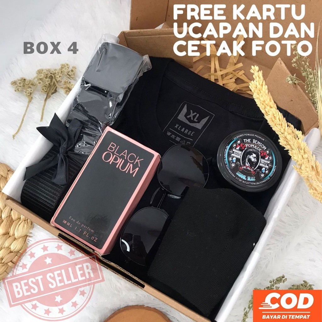 

Souvenyr • Gift Box / Hampers / Kado Anniversary Lebaran Pernikahan Ulang Tahun Wisuda Cowok Lengkap/ Baru Mewah