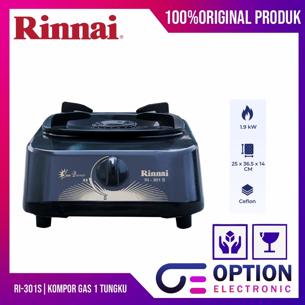 RINNAI RI-301S / RI301S / RI 301 S / RI301 / 301S KOMPOR GAS 1 TUNGKU - GARANSI RESMI