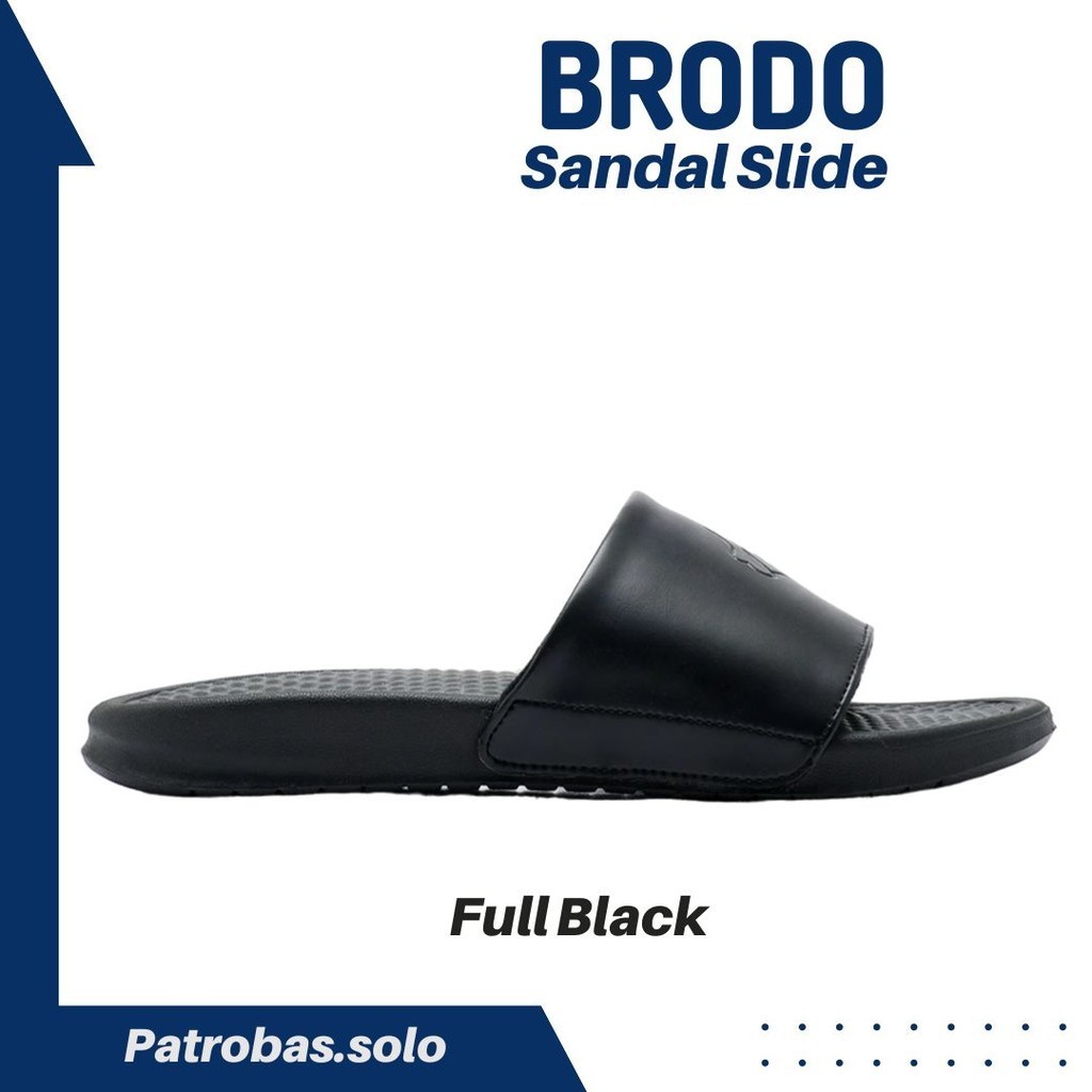 BRODO Sandal Broslides V2 Full Black Original Sendal Selop Slide Pria Hitam