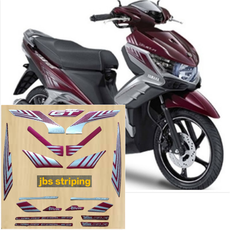 Stiker xeon Striping  Yamaha Xeon GT ungu silver tahun 2014 2015