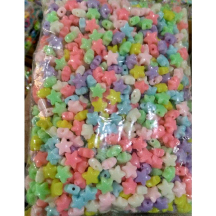 1pon Manik Manik Pastel Aneka Manik Warna Pastel - bintang, 1/2pon 225gram