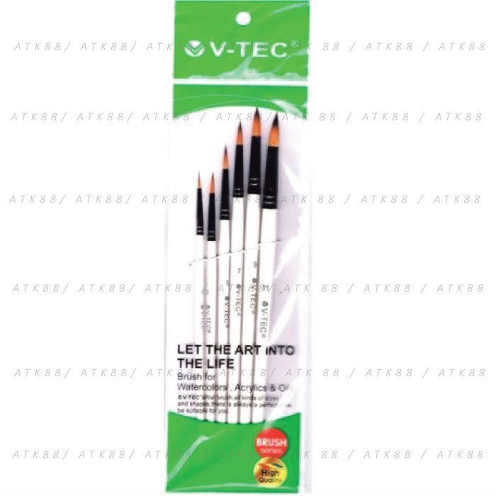 

V-Tec Round Brush 0018H Set 6 / Kuas Lukis Set 6