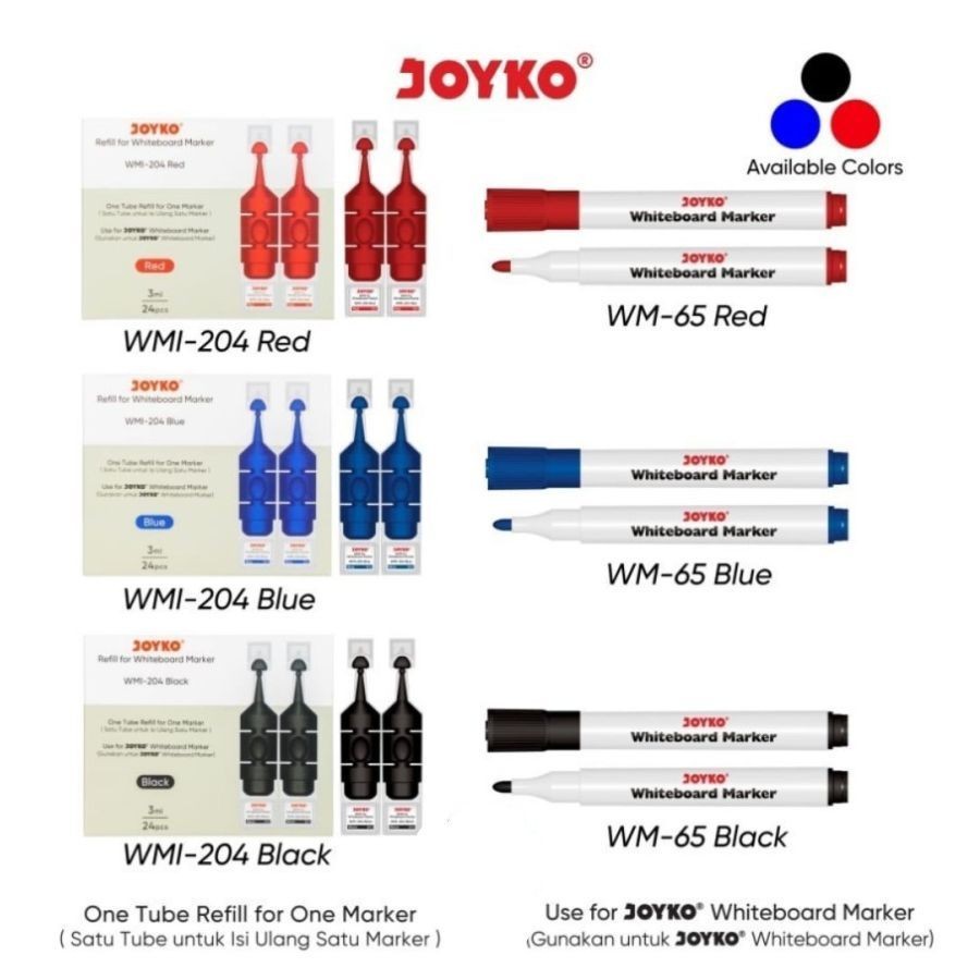 

SPIDOL PAPAN TULIS WHITEBOARD GLASSBOARD MARKER REFILLABLE JOYKO WM-65 - Spidol Sekarang Lebih Penting Dari Sebelumnya
