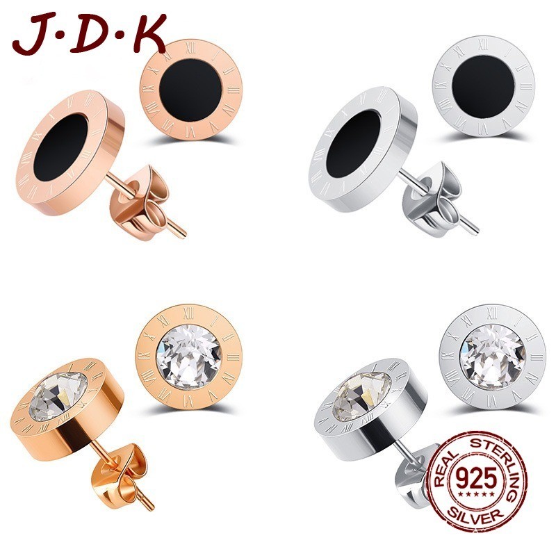 JDK Anting-Anting Kancing Angka Romawi Anggun dan Modis 925 Perak