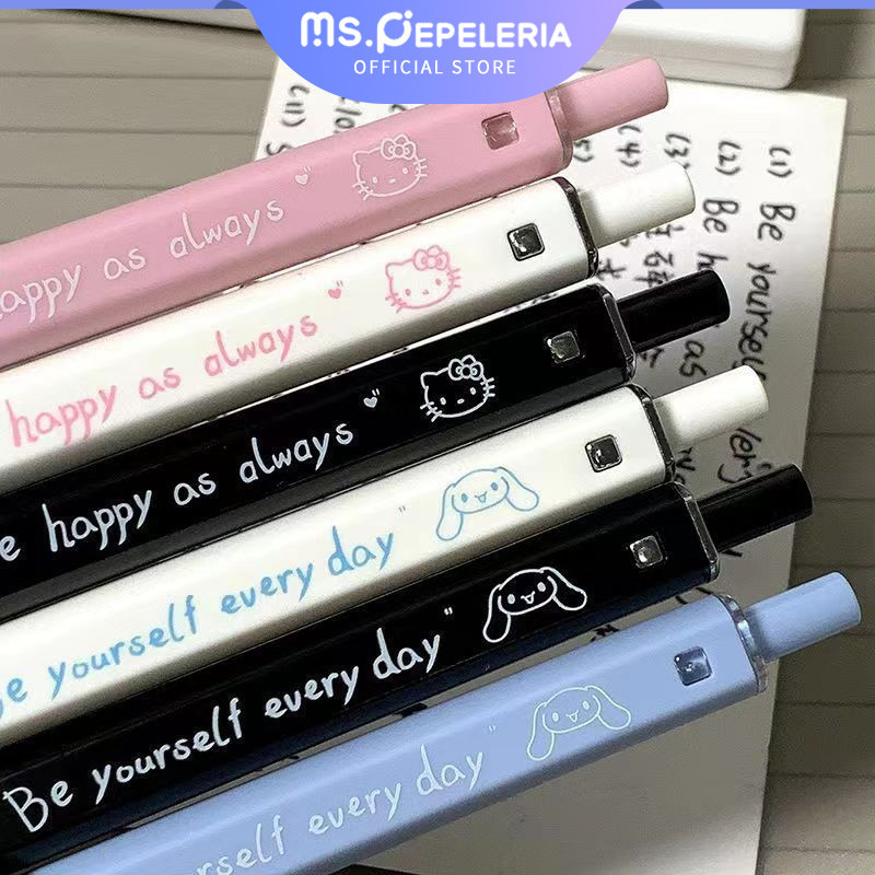 

pena gel/pena kucing kucing persegi/Pulpen gel/Pulpen Mekanik Lucu Motif Sanrio/gaya lucu pertanyaan kuas pena hitam-Ms.Pepeleria