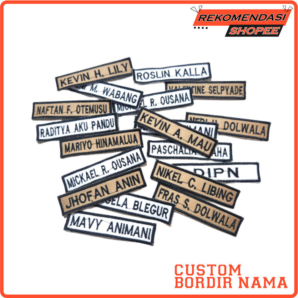 

Bordir Bet Nama // Name Tag // Nama di Dada// Papan Nama Custom Bordir bordir bordir bordir