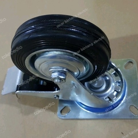 roda troli 3 inch hidup rem karet
