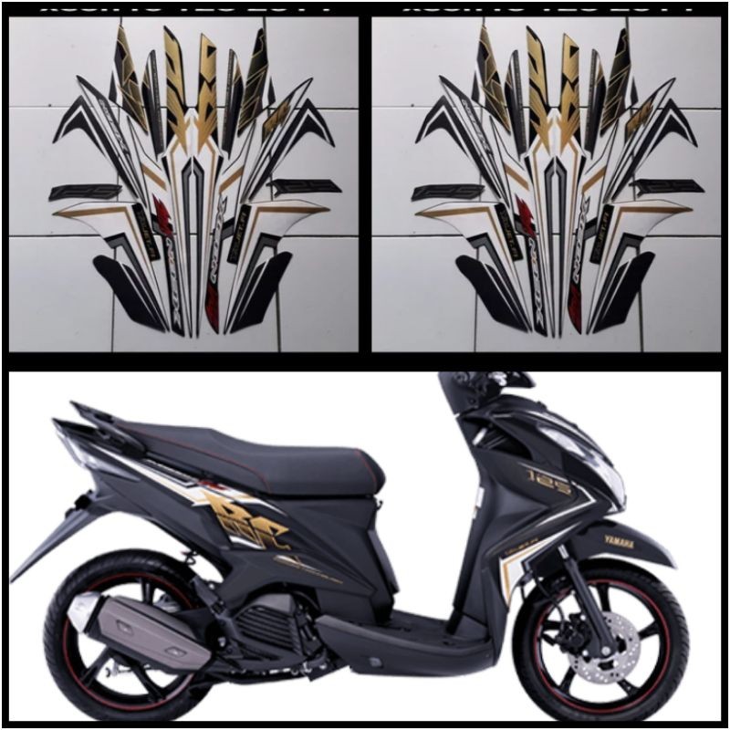 STIKER STRIPING LIS LES POLET PLAT PLISIR BODY MOTOR YAMAHA XEON RC 125 2014 FI FULL HITAM