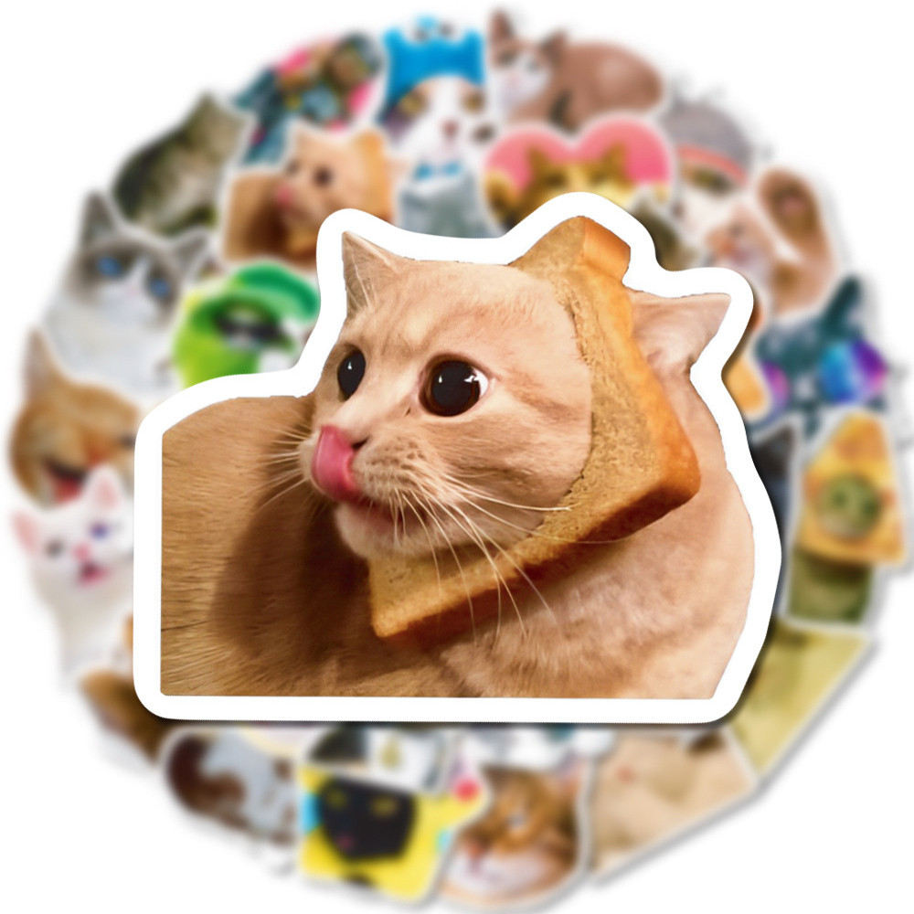 

10/30/50pcs Funny Cat Meme Stickers for DIY Decor Stationery Suitcase Water Bottle Phone Laptop Scrapbooking Cute Decals Toys