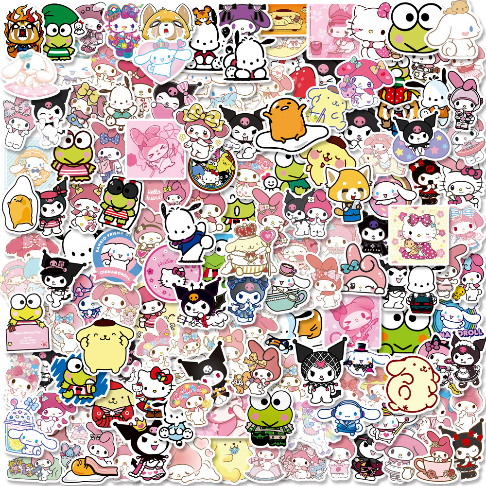 

50/100Pcs Sanrio Cartoon Kawaii My Melody Kuromi Stickers for Scrapbooking Laptop Suitcase Waterproof Sticker Decal Kid Toy