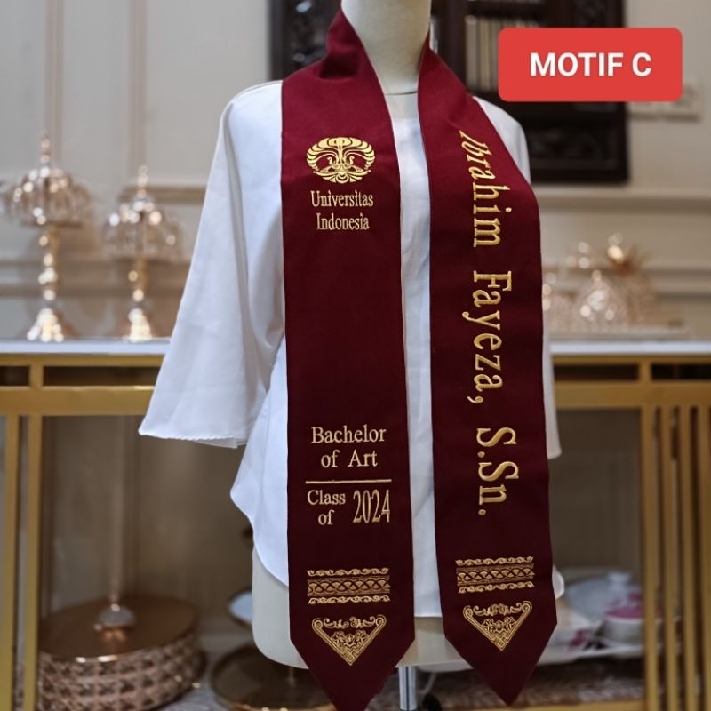 SELEMPANG WISUDA LEHER MOTIF BATIK (2 lapis bludru) Selempang Wisuda