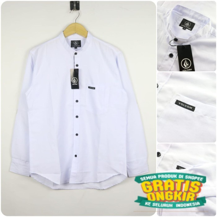 TKP/VOLCOM BAJU KEMEJA POLOS KOKO KEMKO PRIA KERAH SANGHAI DISTRO PREMIUM - 1/ bsar jumbo mantel jas