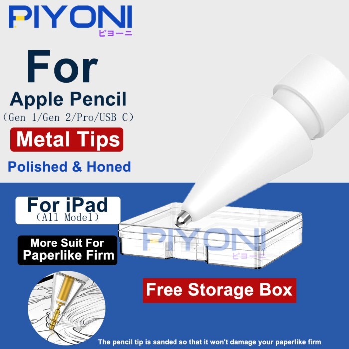 

[TERLARIS] Piyoni Stainless Metal Apple Pencil Replacement Tip Nib Gen 1 & 2 - Putih 1 Unit