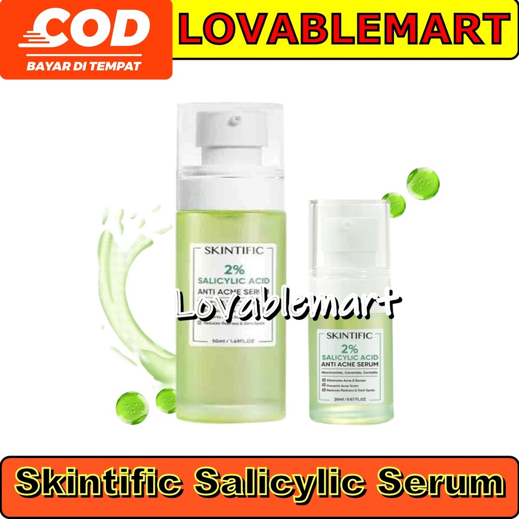 Lovablemart SKINTIFIC 2% Salicylic Acid Anti Acne Serum 20ml | Serum Mencerahkan Peeling Dark Spot T