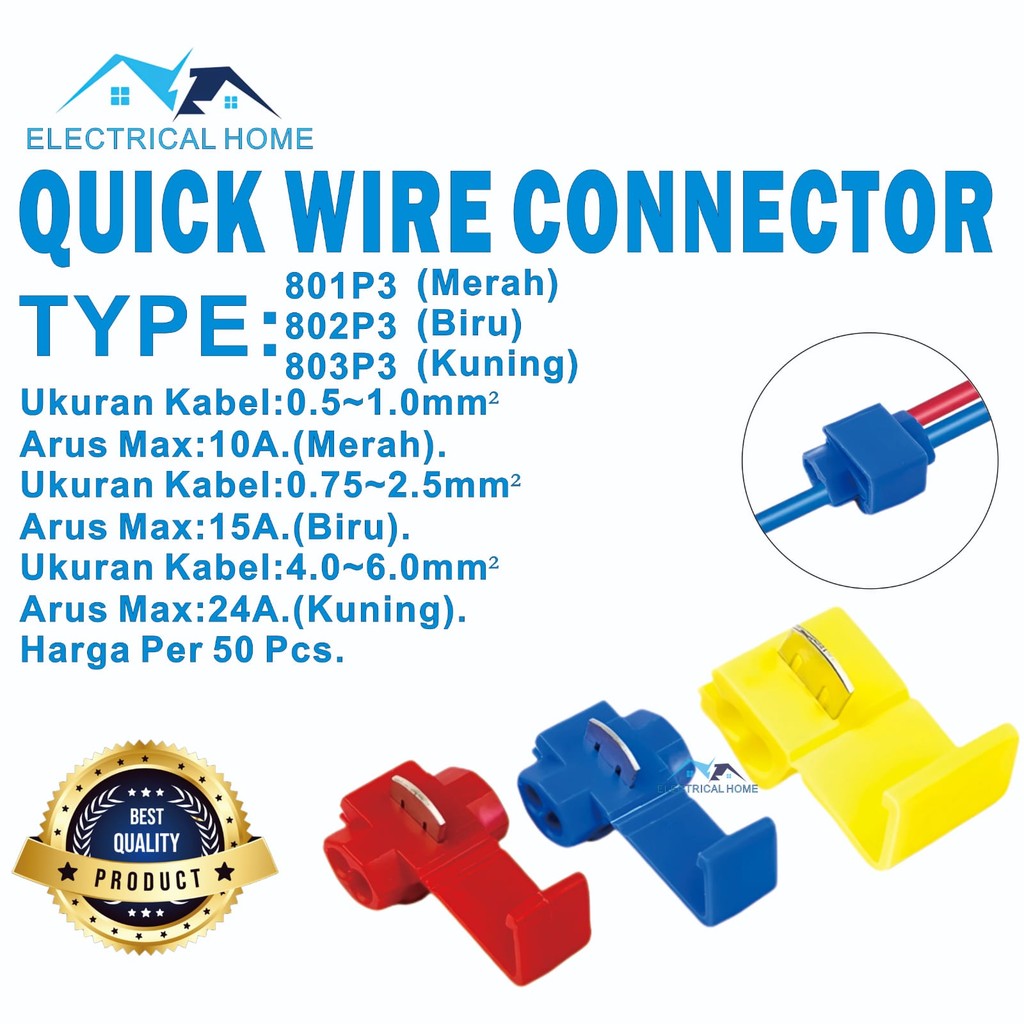 

Scotch Lock Quick Terminal Sambungan Cabang 801P3 802P3 803P3 Per 50pcs BEST QUALITY.