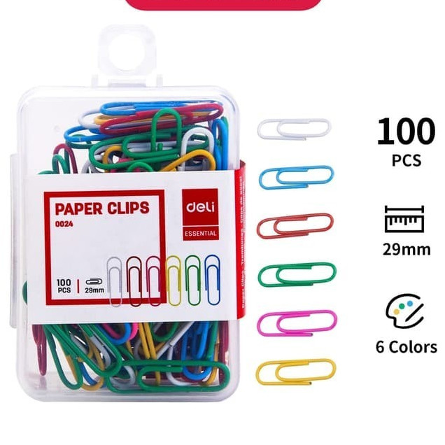 

Deli Colour Paper Clips Isi 100PCS E0024 - Clip Deli