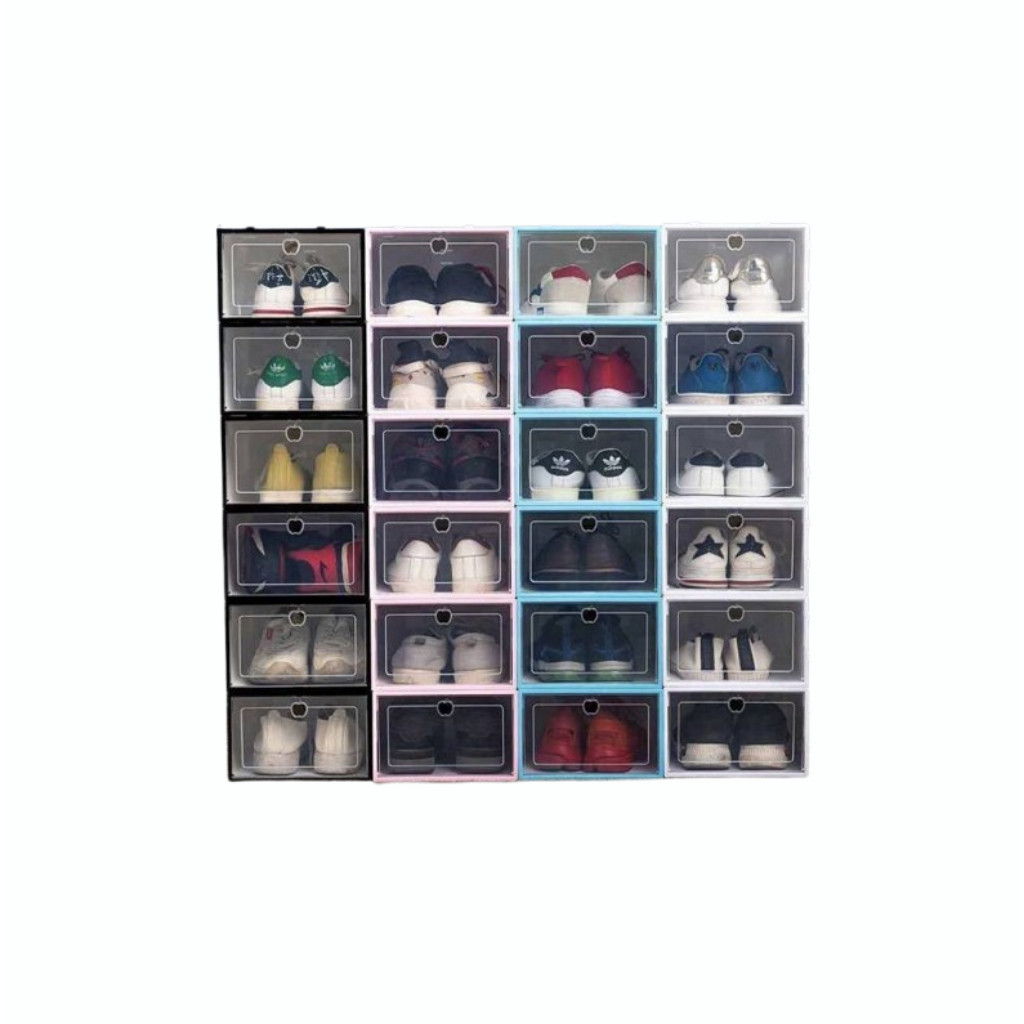 Box Penyimpanan Sepatu/Kotak Sepatu Susun HITAM POLOS/Box Sepatu Plastik