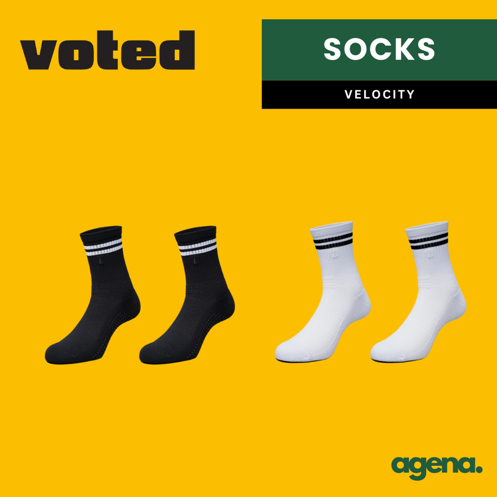 Voted Velocity Socks Full White/Black - Unisex - Kaos Kaki