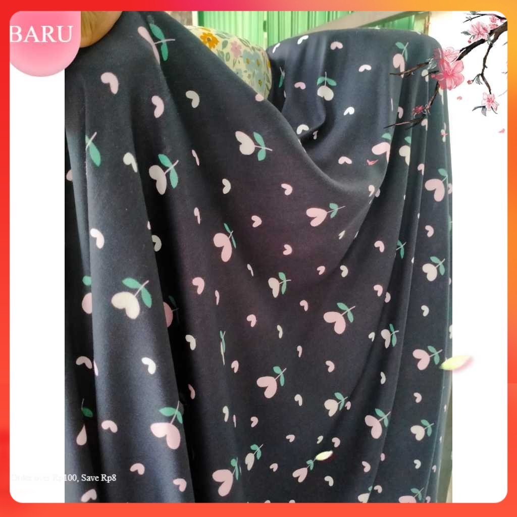 bahan kain katun rayon viscose motif bunga love cantik terbaru best seller