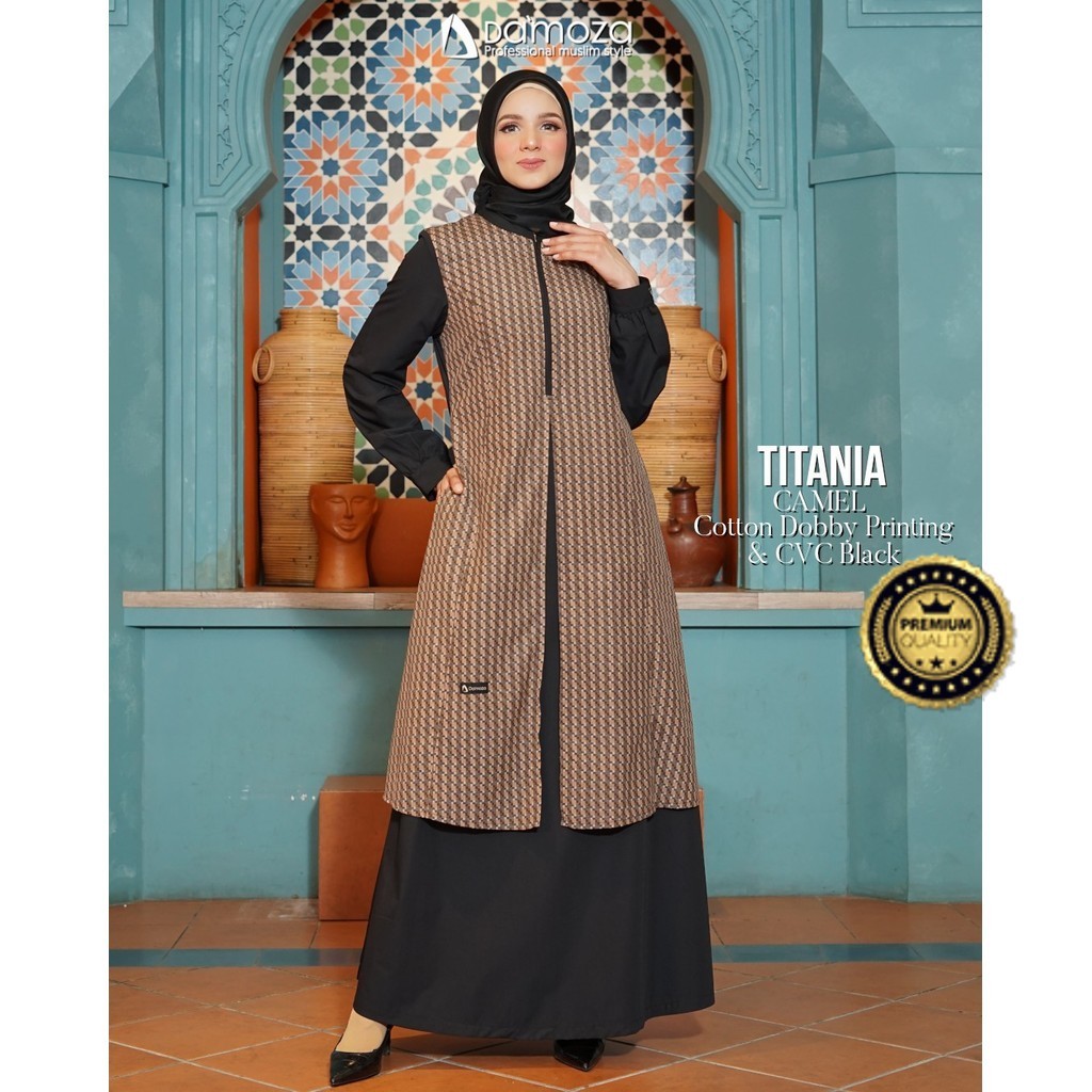 DAMOZA - Gamis Damoza TITANIA ( COUPLE TITANIA) Baju Muslim Keluarga - Gamis Simple Elegan Kekinian 