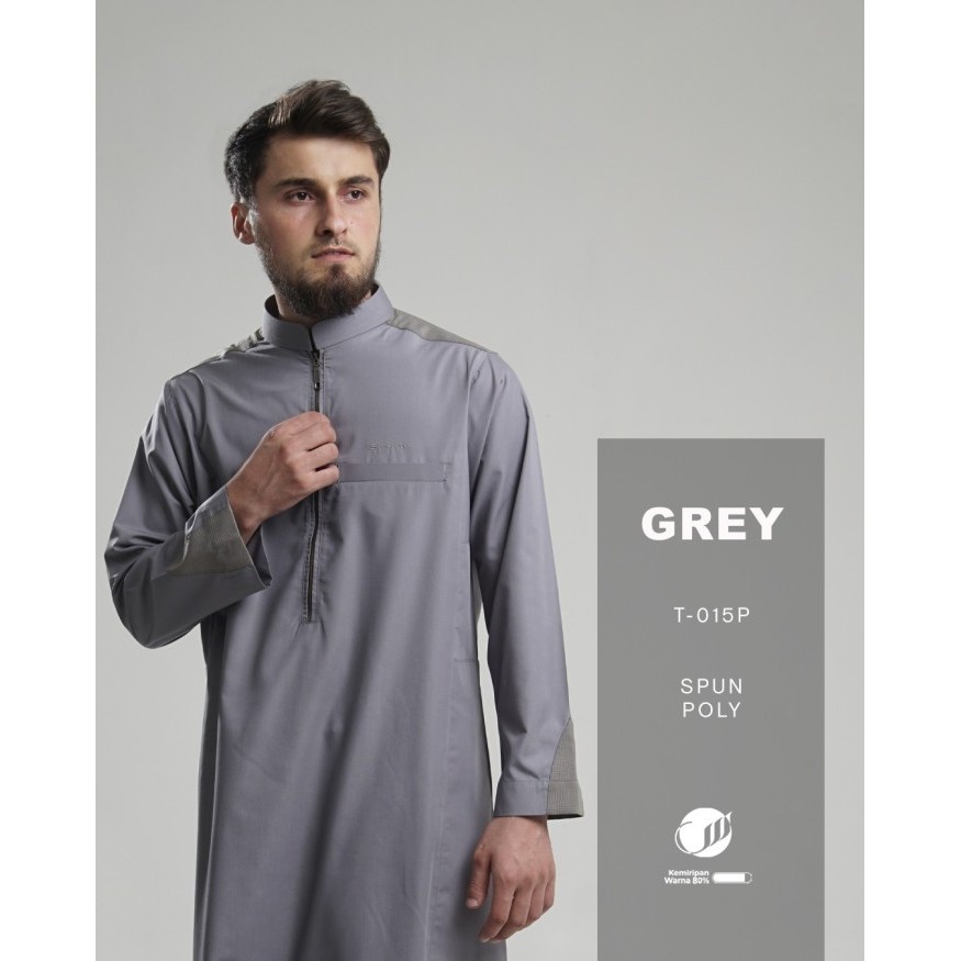 "V.NLN" - READY STOCK SAMASE Jubba Saudi T015P Jubah Pria Dewasa Lengan Panjang - GREY, 2XL