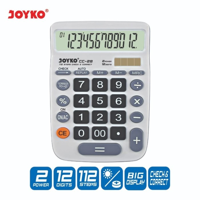

CALCULATOR DESKTOP JOYKO CC-28 12 DIGIT / KALKULATOR KOREKSI CHECK CORRECT CC28