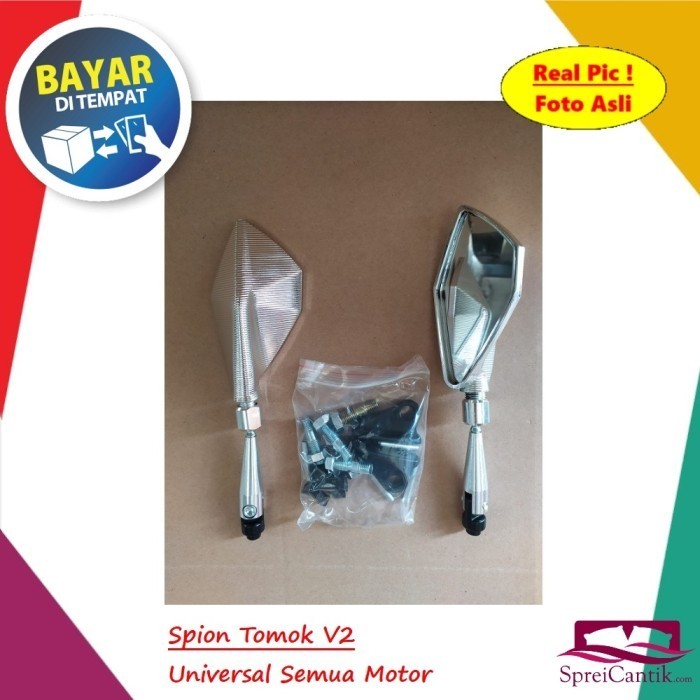 [COD] Kaca Sepion Motor Variasi Tomok Lipat V2 Rizoma - Universal - Silver