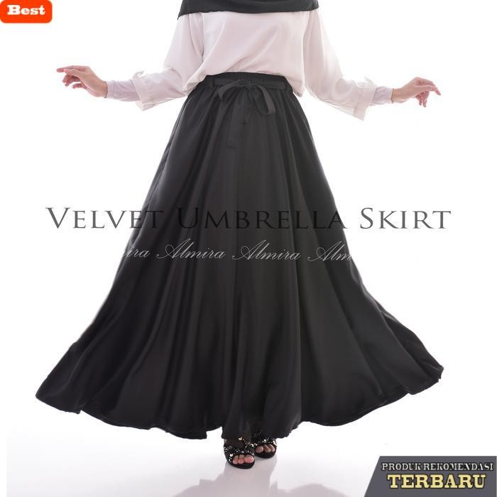 rok wanita kekinian Rok Panjang Pesta Muslimah Kondangan Model Payung Mayung Lebar Satin Velvet Umbr