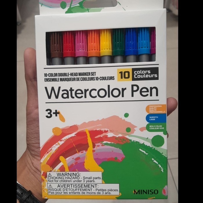 

Miniso 10-COLOR DOUBLE-HEAD MARKER SET Watercolor Pen Spidol Warna